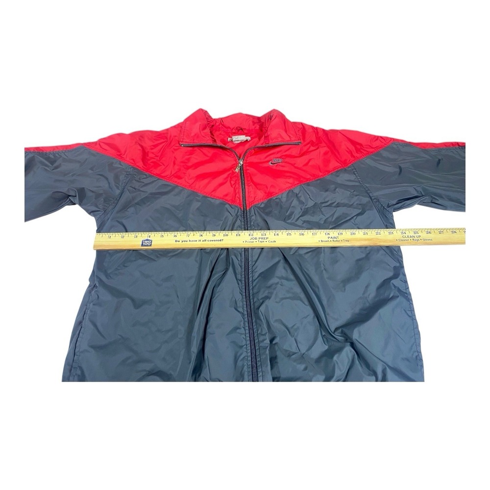 Nike Vintage 90s Windbreaker Jacket Mens LARGE Red Gray Colorblock Swoosh Pocket - Picture 13 of 14